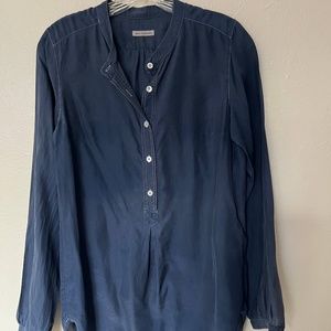 RARE! Italian Designer Blue Silk Shirt